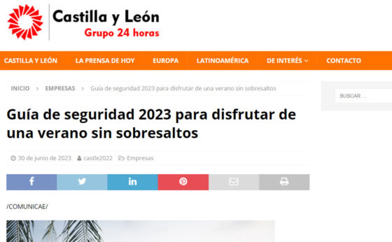 Castilla y León Grupo 24 horas se hace eco de la Guía de Seguridad 2023 de Point Fort Fichet