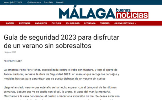 Málaga buenas noticias publica la Guía de Seguridad 2023 de Point Fort Fichet